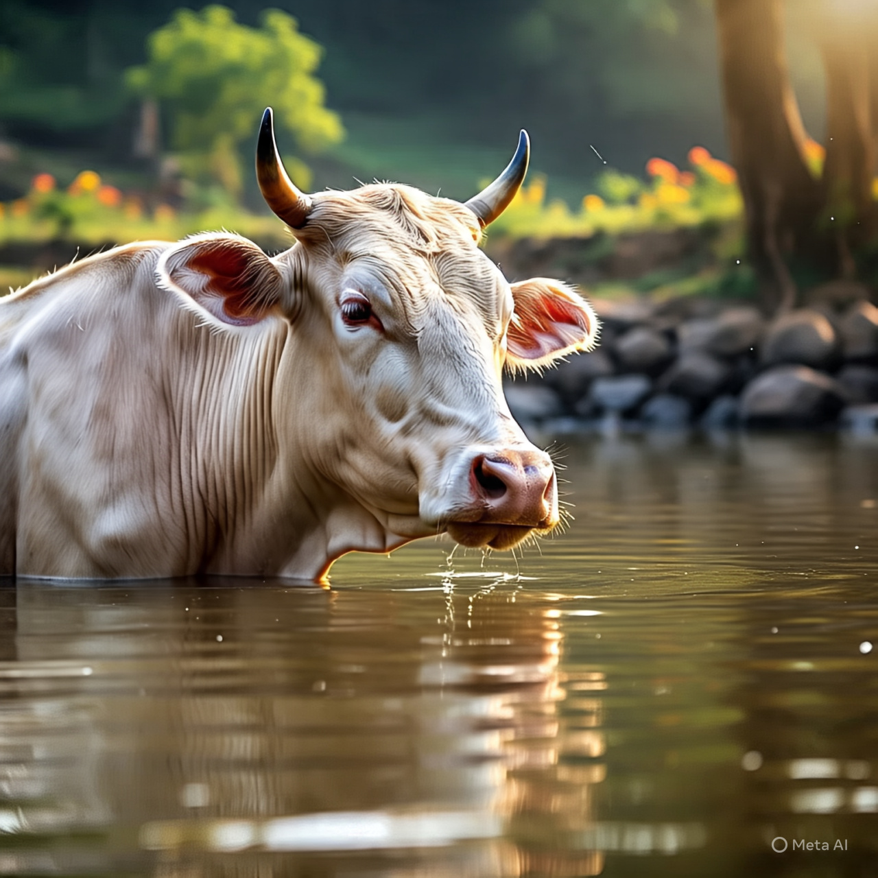 Cow being washed during summer hygiene routine